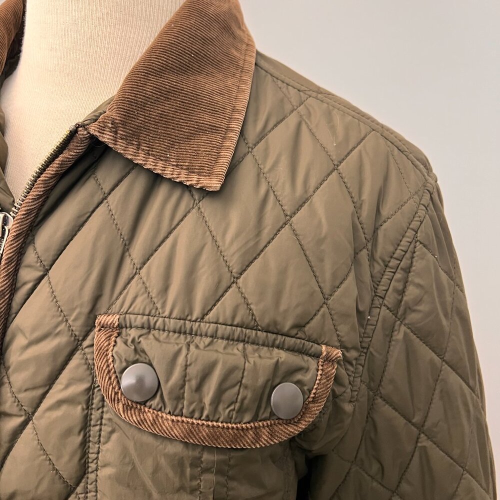 Tre Vero Vintage Diamond Quilted Military Barn Jacket Sz L - Picture 2 of 12